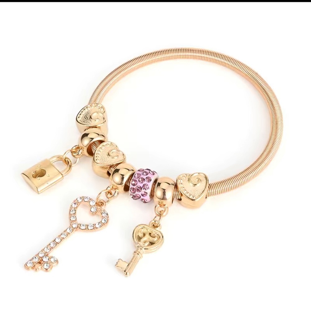 Unique lock and key charm bracelet